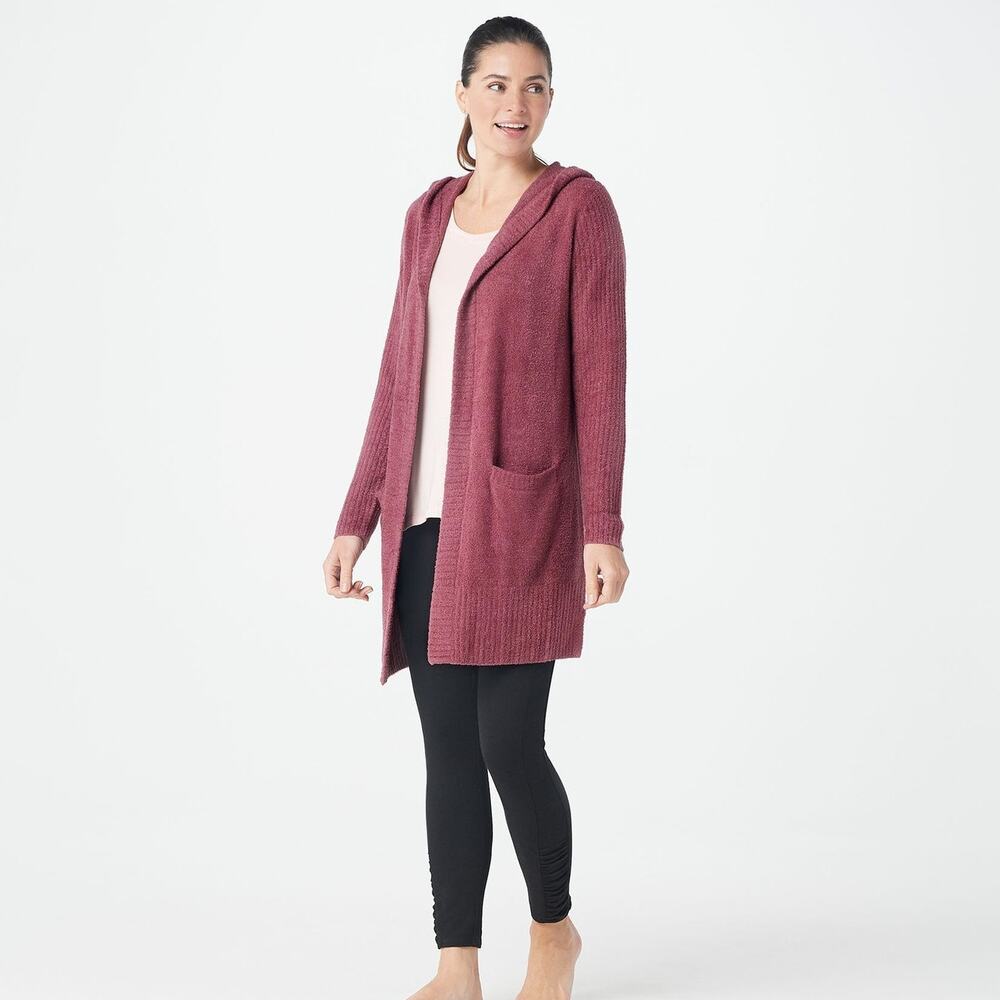 Barefoot Dreams CozyChic Lite Relaxed Hooded Cardi with Pockets Cardigan Sweater - Picture 12 of 12